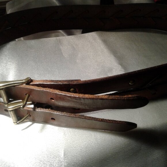 Ralph Lauren Dark Brown Leather Belt - X Stitching - Lauren on buckle! main image 4